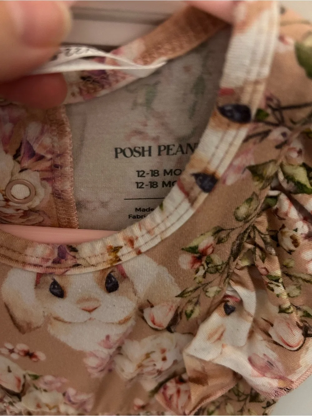 Posh Peanut Blush Bunny Floral Ruffle Romper